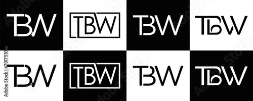  TBW logo. T B W design. White TBW letter. TBW, T B W letter logo design. T B W letter logo design in FIVE, FOUR, THREE, style. letter logo set in one artboard. T B W letter logo vector design.	
