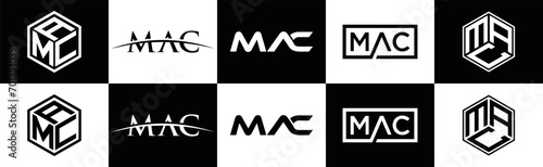  MAC logo. M A C design. White MAC letter. MAC  M A C letter logo design. M A C letter logo design in FIVE  FOUR  THREE  style. letter logo set in one artboard. M A C letter logo vector design.  