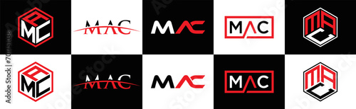  MAC logo. M A C design. White MAC letter. MAC, M A C letter logo design. M A C letter logo design in FIVE, FOUR, THREE, style. letter logo set in one artboard. M A C letter logo vector design.	
