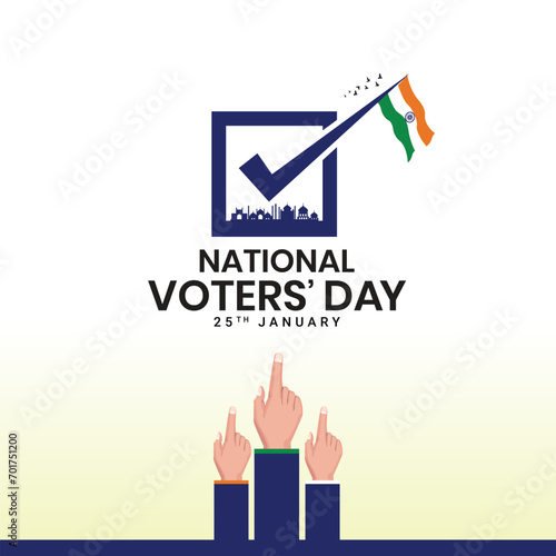 Creative digital and printed design for India's National Voters Day. Flag color background for greetings, social media posting, 25 January National Voters Day of India. Editable vector illustration.