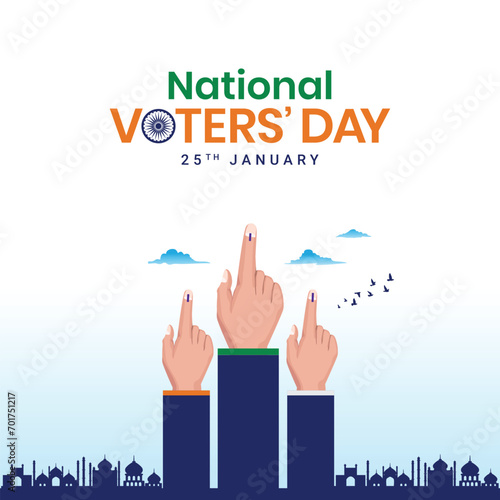 Creative digital and printed design for India's National Voters Day. Flag color background for greetings, social media posting, 25 January National Voters Day of India. Editable vector illustration.