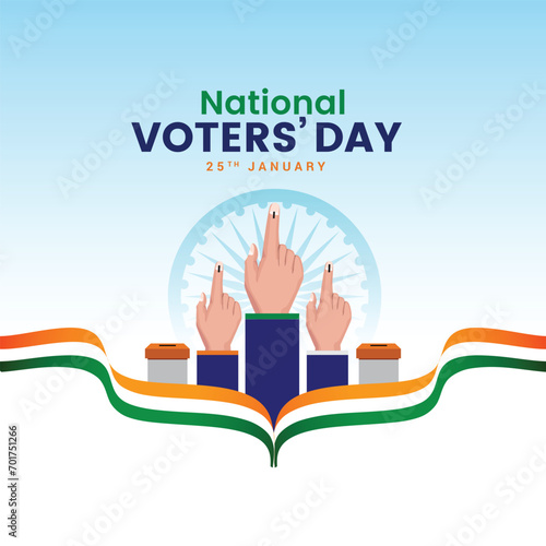 Creative digital and printed design for India's National Voters Day. Flag color background for greetings, social media posting, 25 January National Voters Day of India. Editable vector illustration.