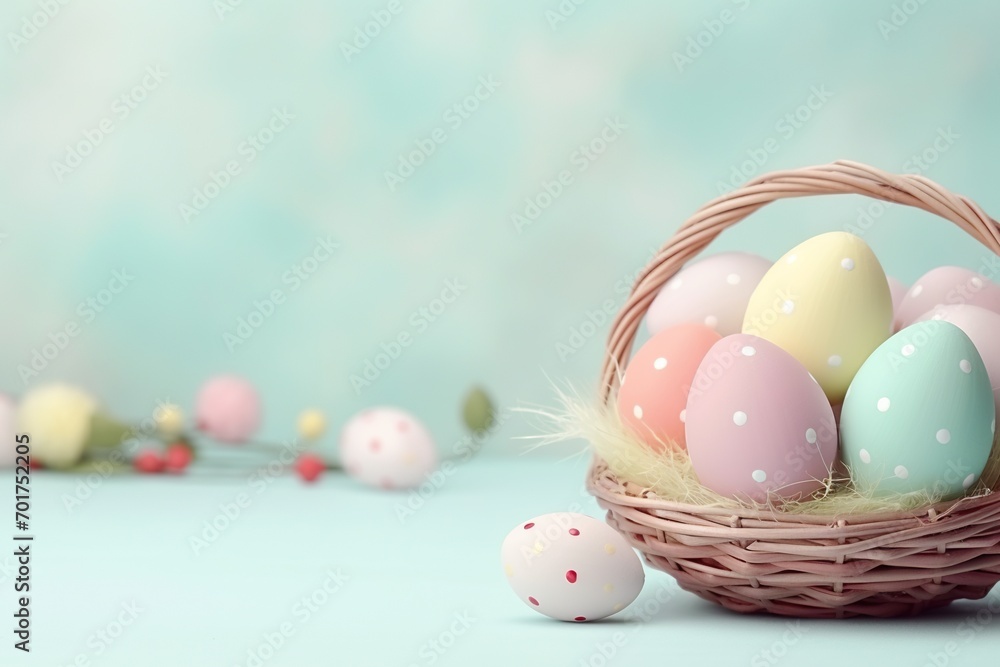 array of Easter decorations and a charmingly adorned basket