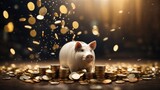  Piggy pig bank coins falling cash money