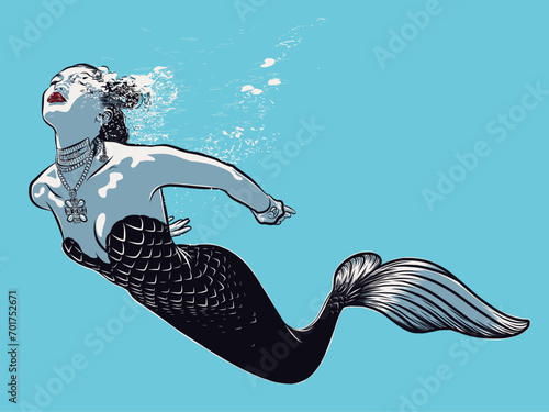 fancy mermaid girl illustration