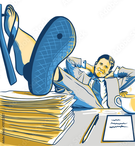 Business man dreaming holiday
