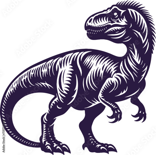 Vector illustration of a dinosaur silhouette on a light background drawing