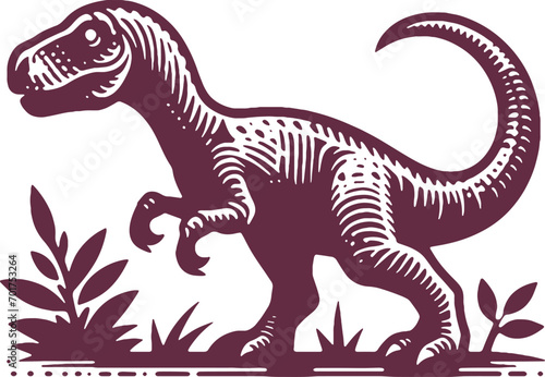 Dinosaur sketch presented in a vector stencil illustration with a distinct style