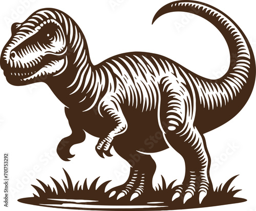 Dinosaur vector drawing presented as a silhouette on a light backdrop