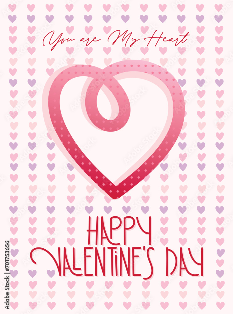 Beautiful magic Valentine's card postcard with hearts and lettering. For postcard, poster, banner, t-shirt design and more
