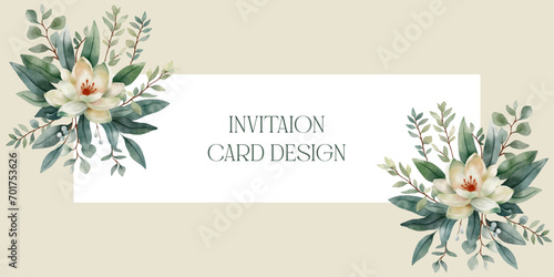 Vector banner design with floral compositions. Design of wedding invitation, slower shop banner, sales banner photo