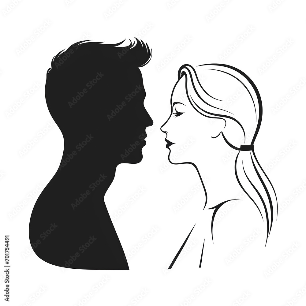 Elegant Silhouettes of Two People: Isolated Artwork On transparent background PNG file
