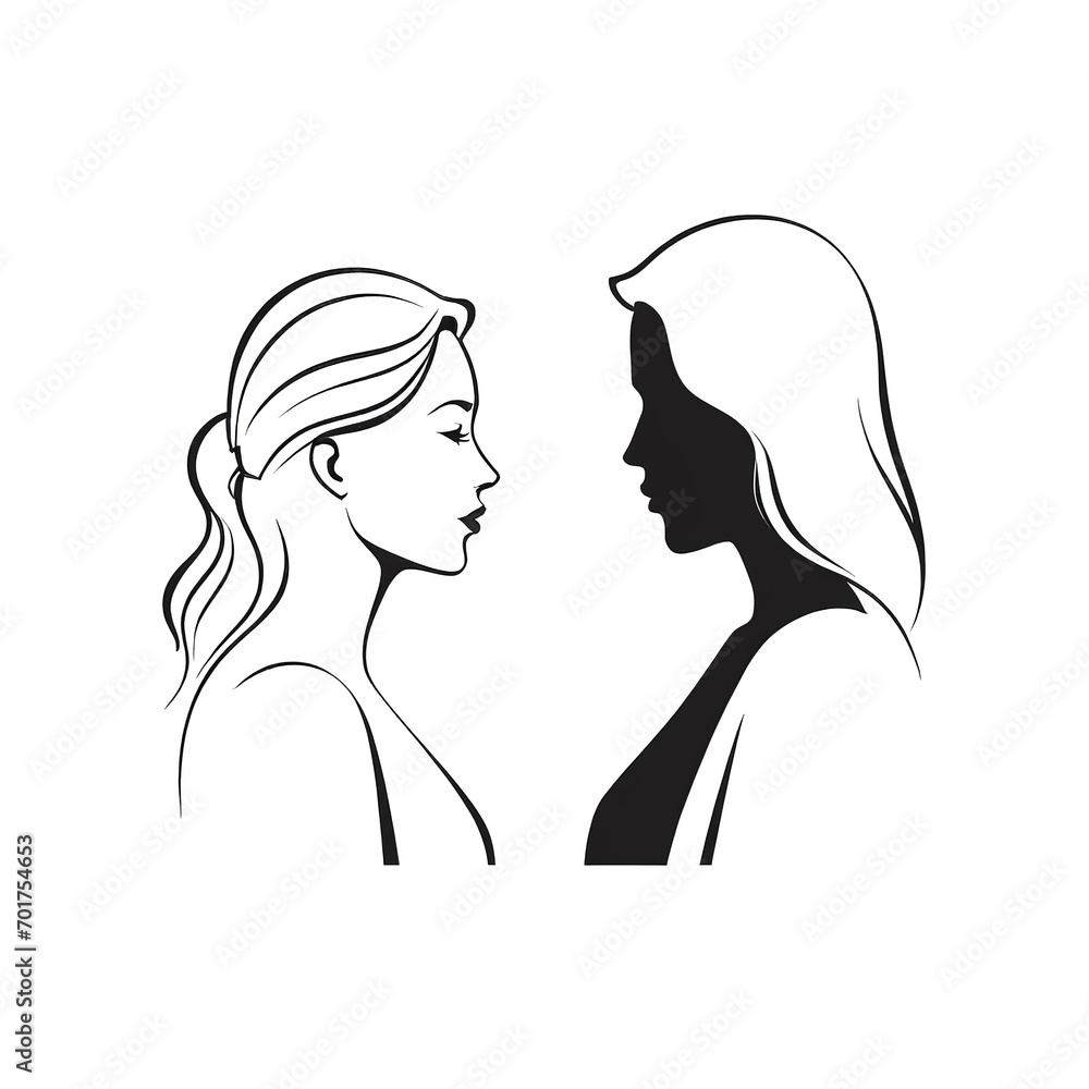 Artistic Illustration of Two People Facing Each Other On transparent background PNG file