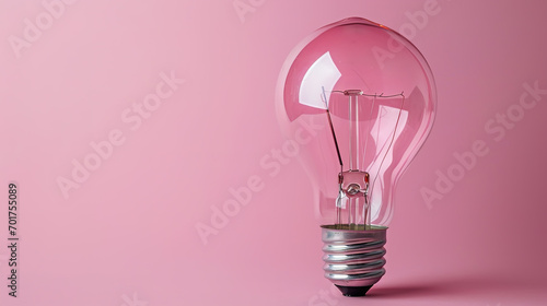 Glass lightbulb on a pink background. 