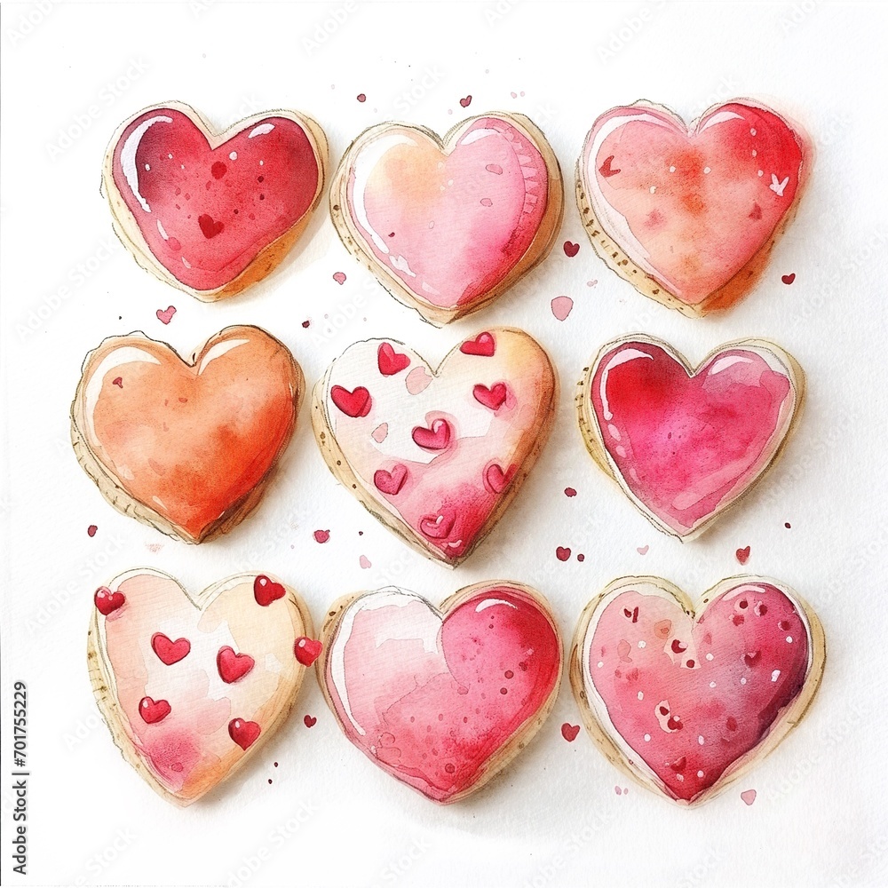 Heart shaped homemade cookies illustration Heart shaped homemade cookies illustration