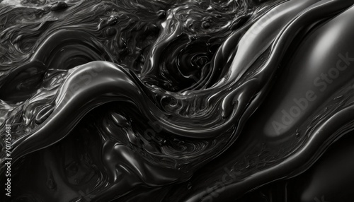 Black 3d liquid forms with soft waves, with copy space for design, wallpapers, banners and web backgrounds