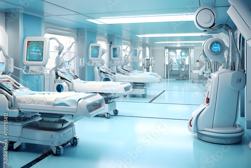 Futuristic hospital room with high tech medical equipment -Digital Wellness  The Future of Healthcare Technology