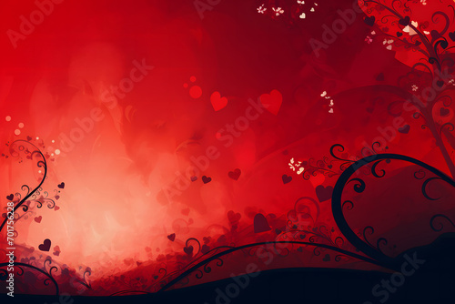 Valentine's Day red romantic background, red hearts backdrop