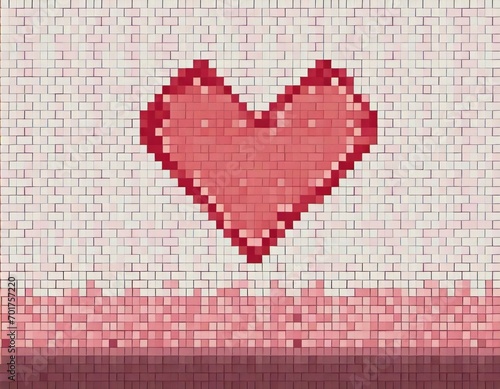 background for valentine's day, a mosaic with a red heart on a white background