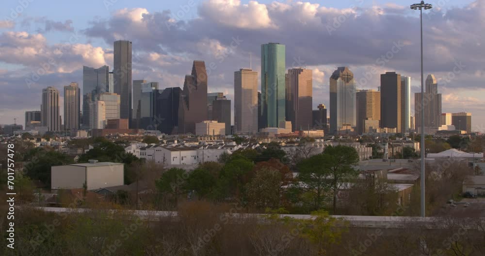 Cinematic aerial view of downtown Houston, Texas Cinematic aerial view of downtown Houston, Texas