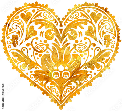 Metallic Heart-Shaped Digital Painting.