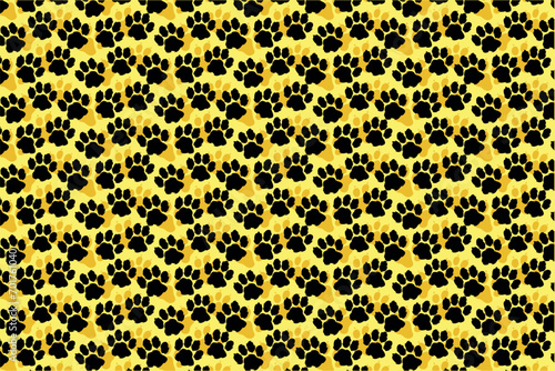 Hand Drawn Flat Dog Paw Print Pattern Background  (ID: 701761040)