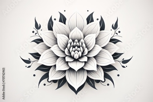 A stylized drawing of a lotus flower  using symmetrical  clean lines for a serene look.