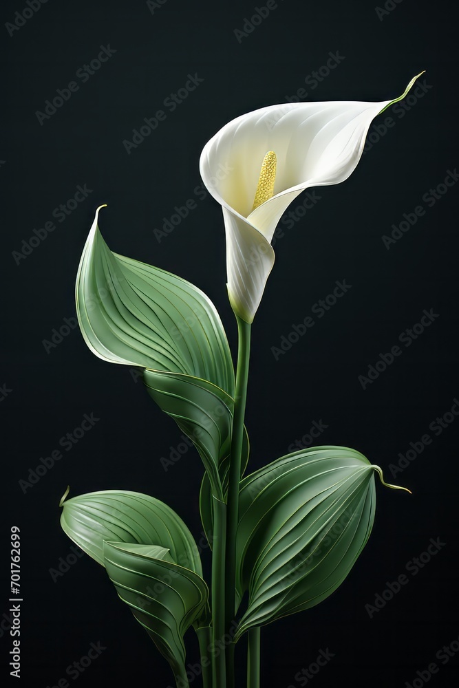 Fototapeta premium A single, abstracted calla lily, focusing on the smooth curve of its spathe.