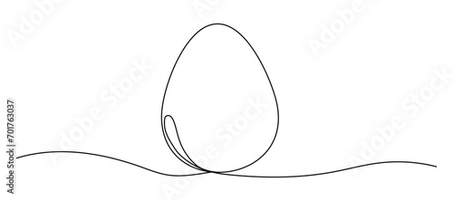 Easter egg one continuous line vector illustration isolated on transparent background. Religion traditional symbol. Minimal holiday editable element
