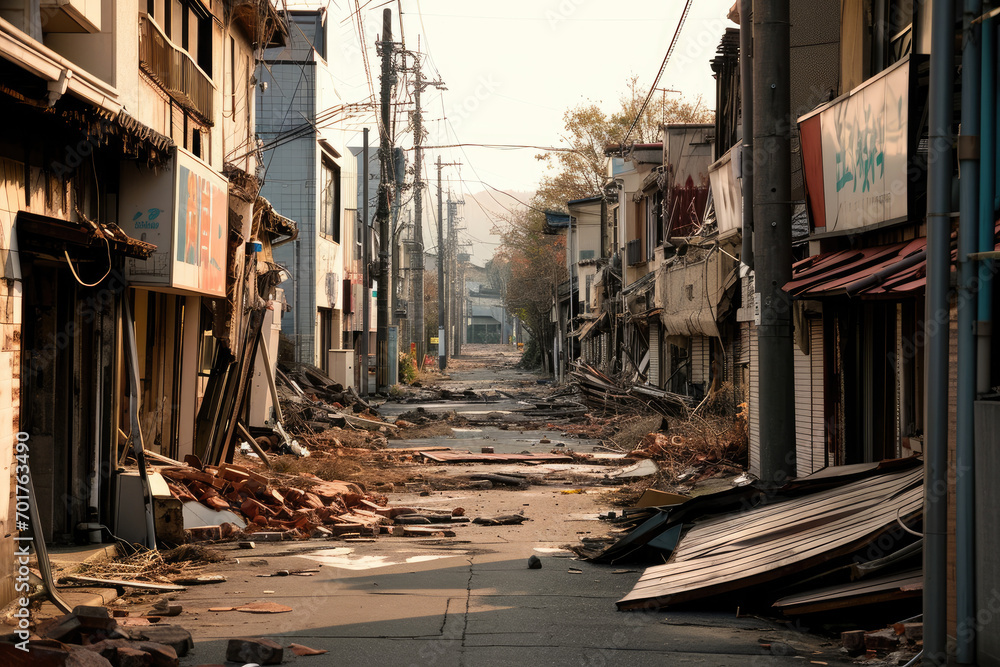 view of Japan streets after an earthquake
