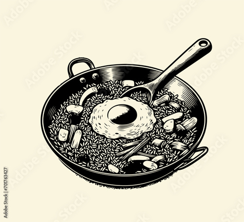Fried Rice hand drawn illustration vector graphic asset photo