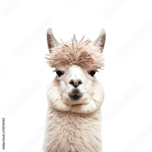 face of alpaca isolate on transparent background, png file