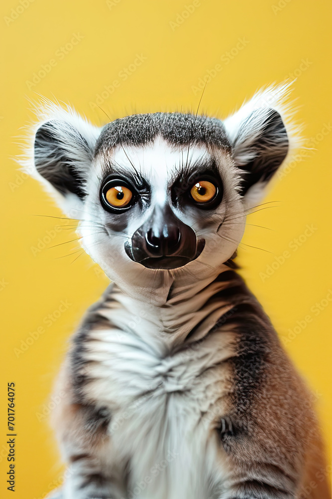 Fototapeta premium Isolated lemur with a color background
