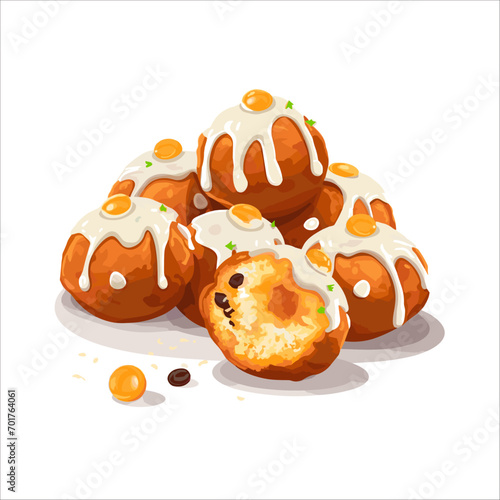 Oliebollen Bowl with Dutch traditional doughnuts with sugar