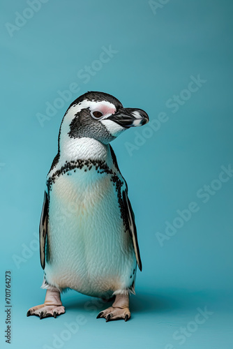 A cute penguin on a color background © grey