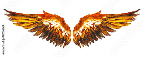 Phoenix wings isolated on transparent background. photo