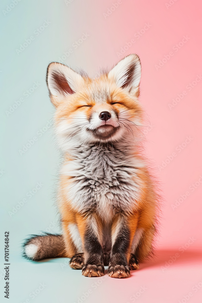 Portrait of a red fox with eyes closed