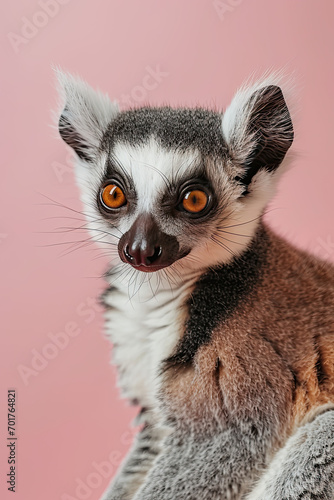 Isolated lemur with a color background