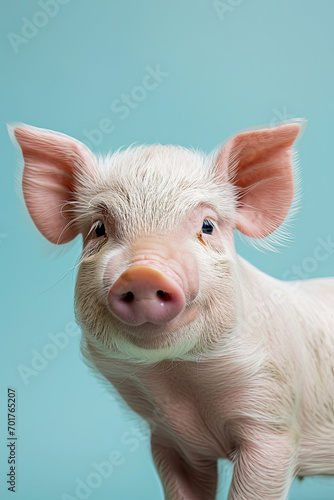 Portrait of a baby pig on a colorful background