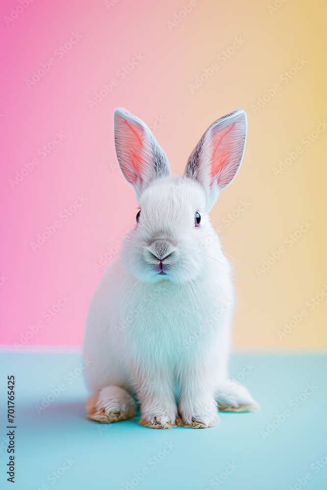 A cute rabbit on a color background A cute rabbit on a color background