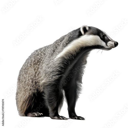 badger side view isolate on transparent background, png file