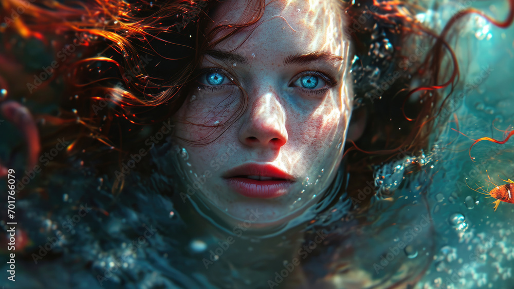 Siren portrait poster with copy space. Siren portrait poster with copy space.