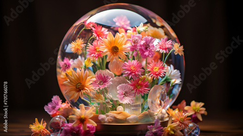 Colorful blossoming flowers with gentle petals