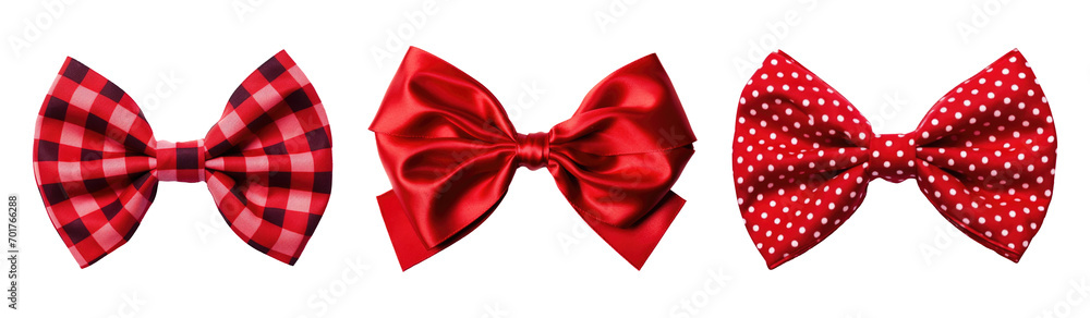 Set of red bow ties isolated on transparent background. Set of red bow ties isolated on transparent background.