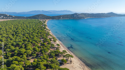 Aerial photo of Schinias beach near Athens, Greece photo