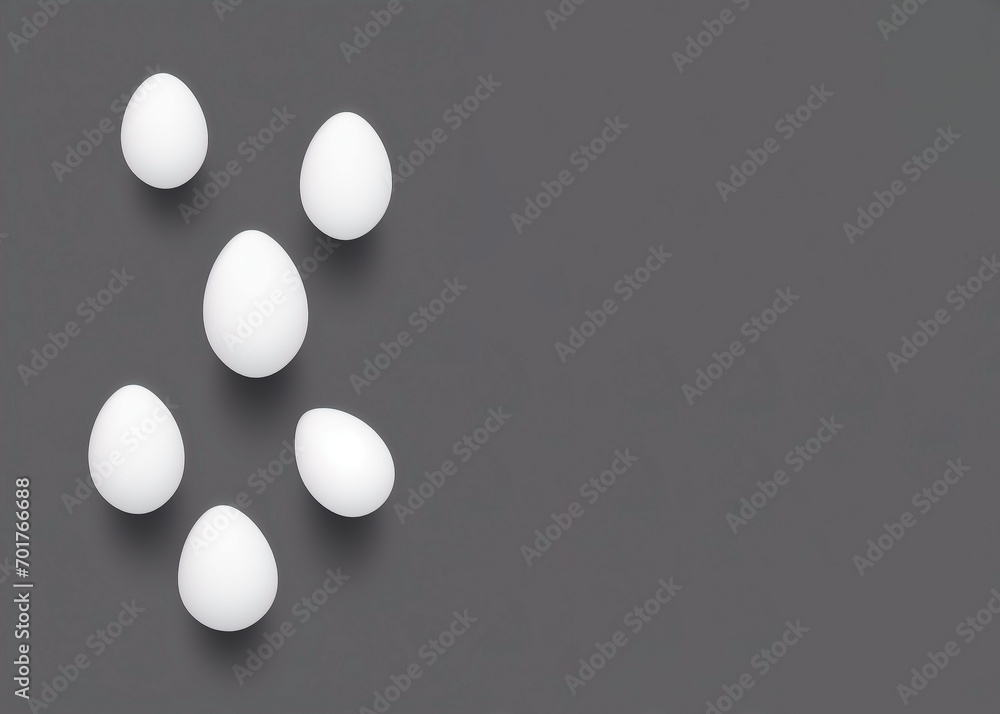 Easter eggs on a colored plain background, close-up. top view with copy space. Generative AI Easter eggs on a colored plain background, close-up. top view with copy space. Generative AI