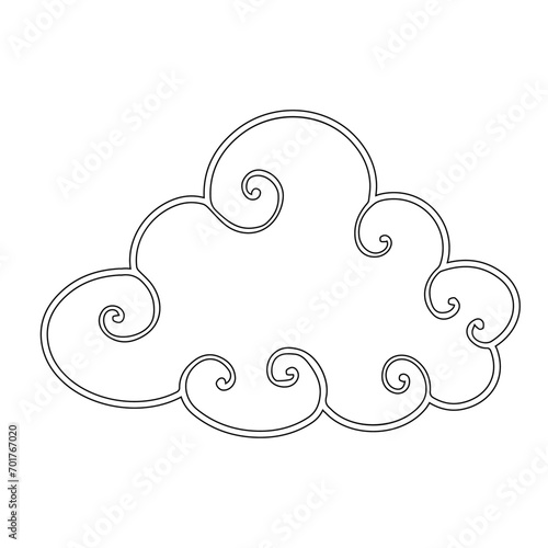 Sketch, doodle of a decorative cloud. Vector graphics.