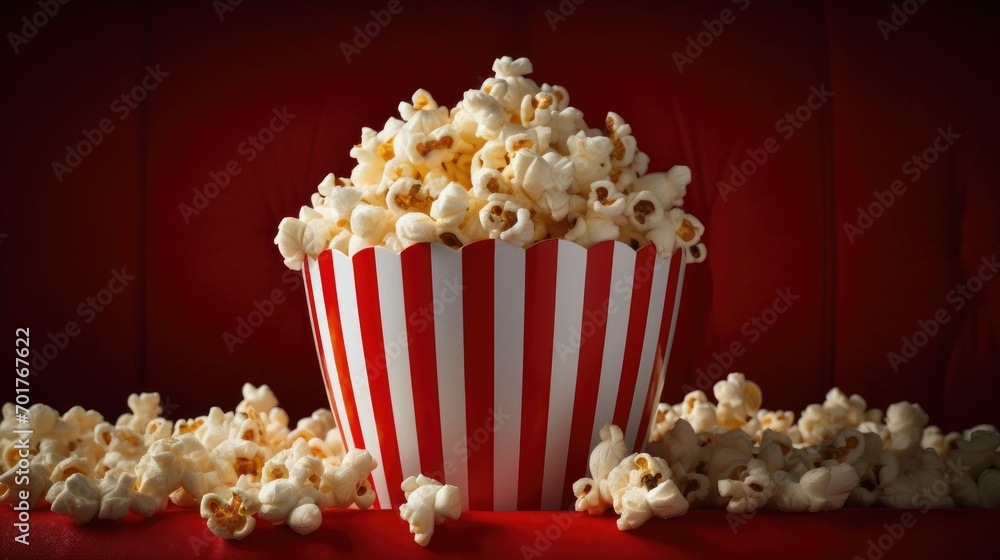 Big box of popcorn in the cinema