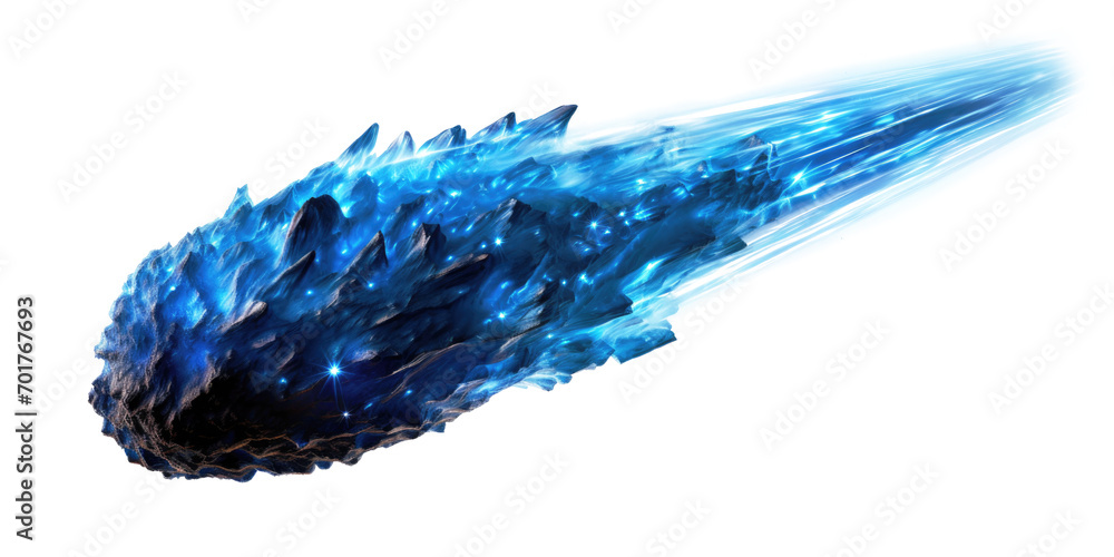 Fototapeta premium A blue comet isolated on transparent background.