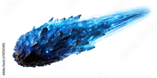 A blue comet isolated on transparent background. photo